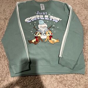 Disney Chip N Dale Just Chillin Green Crewneck Sweater with Characters